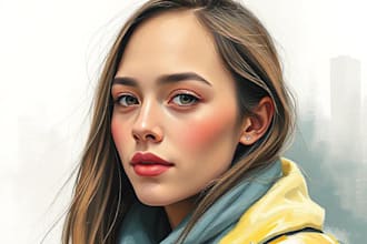draw digital portrait oil painting from photo