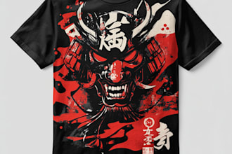 draw t shirt design on graffiti art, japanese art