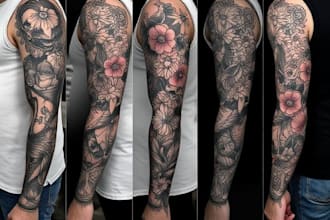 draw custom tattoo design, full sleeve tattoo artist