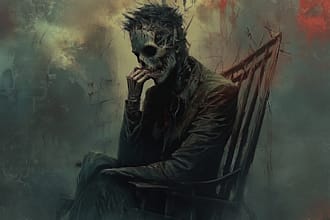 draw gore black and white dark fantasy horror illustration