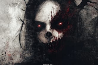 illustrate detailed horror and dark art