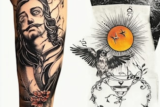 draw tattoo design,  traditional sleeve tattoo artist