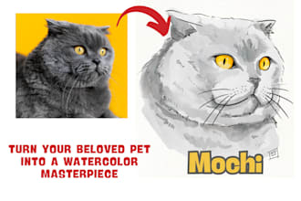 draw cute watercolor illustration for your pet