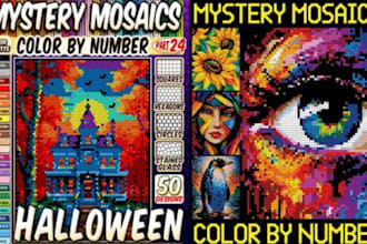 create mystery mosaic coloring book pixel art for amazon kdp