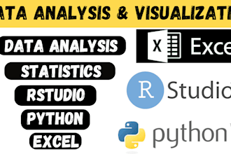 do data analysis, statistics and data science in rstudio, r programming, python