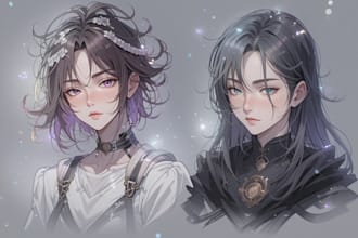 anime digital art or other cartoon styles, character design