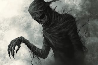 draw dark, horror, creepy vintage illustration