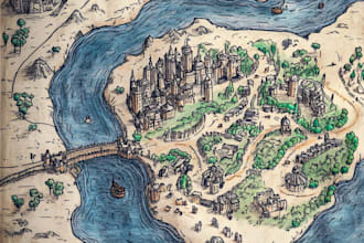 create  professional top down fantasy map for you
