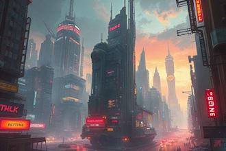 make science fiction city, cyberpunk concept art illustration