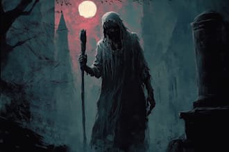 draw detailed dark art, horror, skull illustration