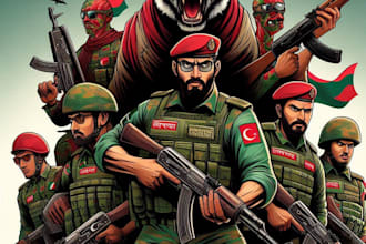 draw military characters, theme, scene or any illustrations