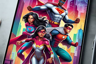 create a comic cover page design illustration and  comic book