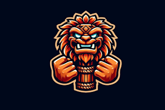 illustrate lion tiki  mascot logo avatars for your business in one day