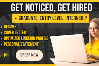 create professional entry level resume, cover letter for fresh graduates