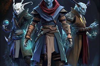 draw and design a fantasy character item and monster
