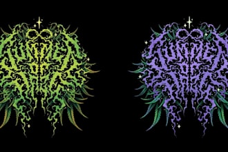make creative psychdelic doom trippy rock art logo for you