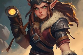 create a character art, game art, dnd character art