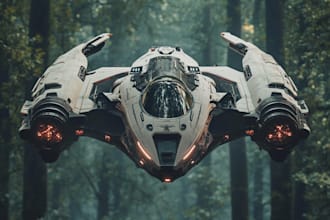 design spaceship, sci fi illustration and sci fi art in unique style