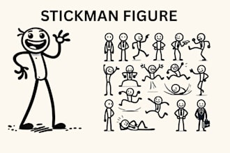 illustrate unique stickman figure stickman character doodle style