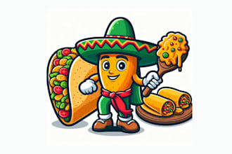 design an awesome mexican food mascot logo with express delivery
