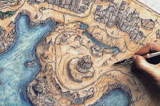 draw an unique custom hand drawing map and world map illustration