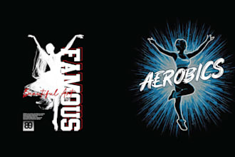 create colorful t shirt dance studio logo