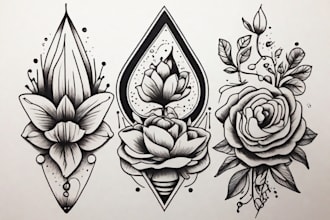 design traditional line art minimalist tattoo flash for you