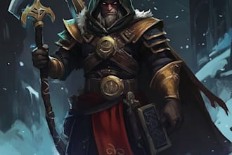 dnd character art, 2d game character art in unique style