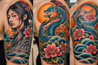 create japanese or oriental tattoo design for you