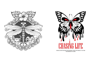 create unique skull dragonfly logo