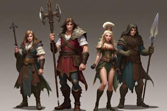 make a dnd party and d and d character art illustration for you