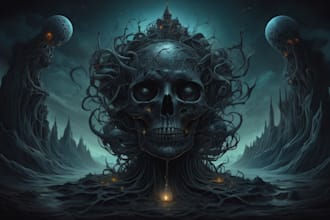 draw a custom dark surrealism for apparel