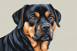draw pet portrait, vector portrait, animal illustration