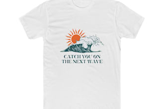 create stylish surf and wave logo t shirt design in high quality