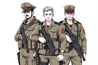 draw detailed military characters for you