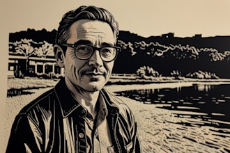 draw a custom portrait in linocut style