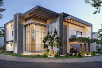 refine modern villa, contemporary house,luxury terrace,backyard,real estate flat