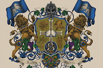 make unique professional heraldic family crest coat of arms logo