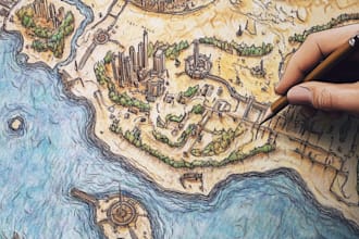 draw custom fantasy map illustrations and games, world battle maps