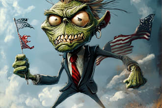 create a crazy political or satirical cartoon