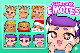 create 6 custom twitch emotes or twitch sub badges for 5 dollars