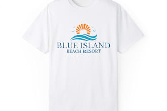 create modern beach, wave , palm and adventure logo t shirt design