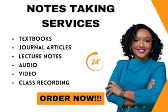 take notes from textbooks, journal, research papers, files, audios, and videos