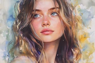 paint a watercolor painting portrait of your pets, dogs, cats, horses, birds