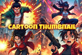 draw a cartoon youtube thumbnail in any style