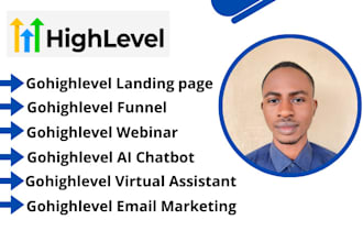 setup gohighlevel funnel landing page email marketing virtual assistant webinar