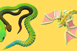 3d articulated model flexi joint model 3d dragon model articulated action figure