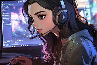 make  anime or cartoon gaming banner youtube, twitch and kick
