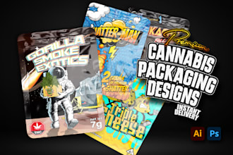 design labels for mylar bags, weed pouch and cannabis prerolls within 24 hours