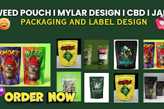 design unique weed pouch, mylar bag and cbd product labels